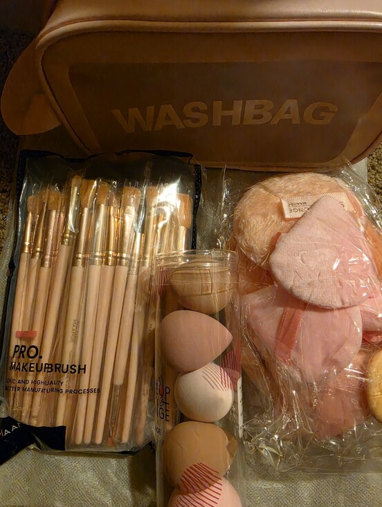 Other - Pro Makeup Brush and Sponge Set in Pink - Washbag Included